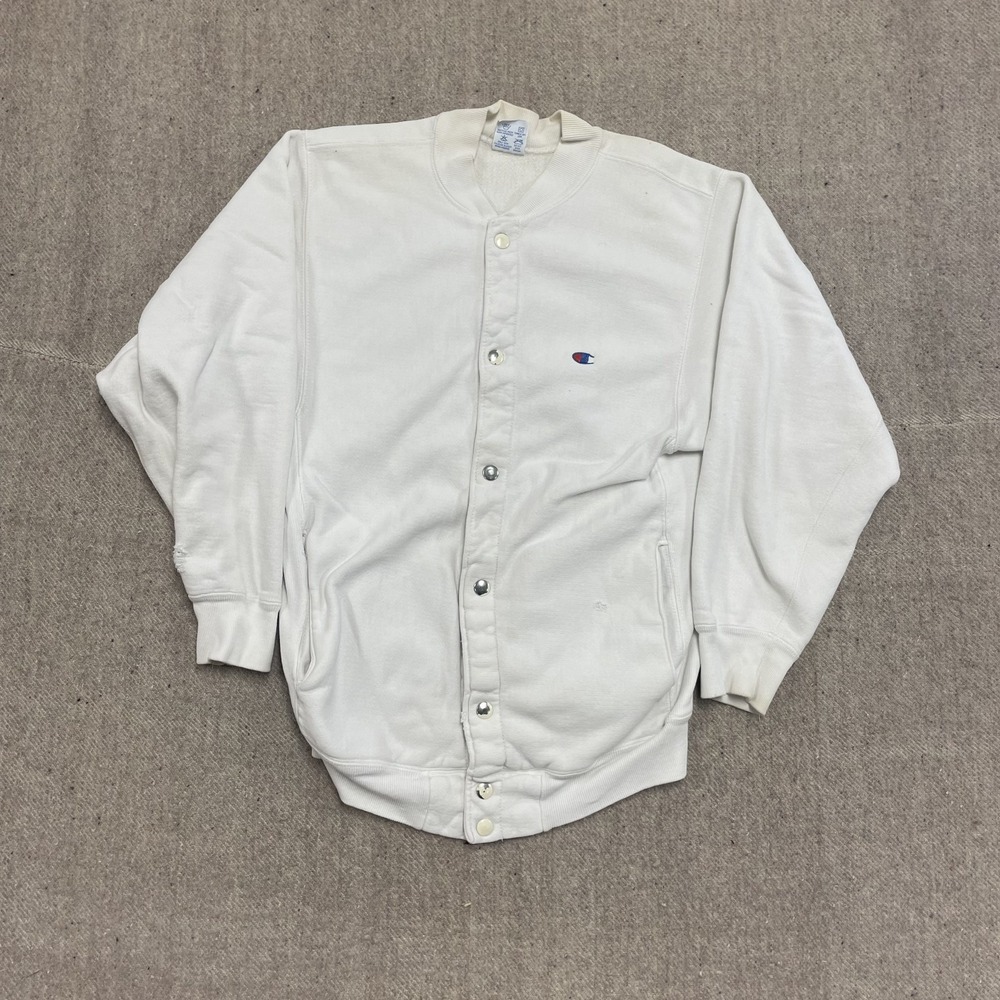 vintage Champion reverse weave cardigan sweatshirt Mens medium white 1990s